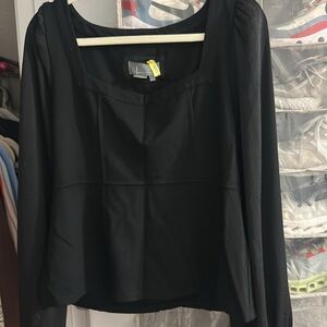 Anthropologie Mixed Long Sleeve Square Neck Top